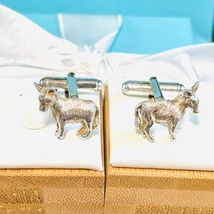 Tiffany & Co Sterling Silver Donkey Cufflinks. One Pair. Rare.